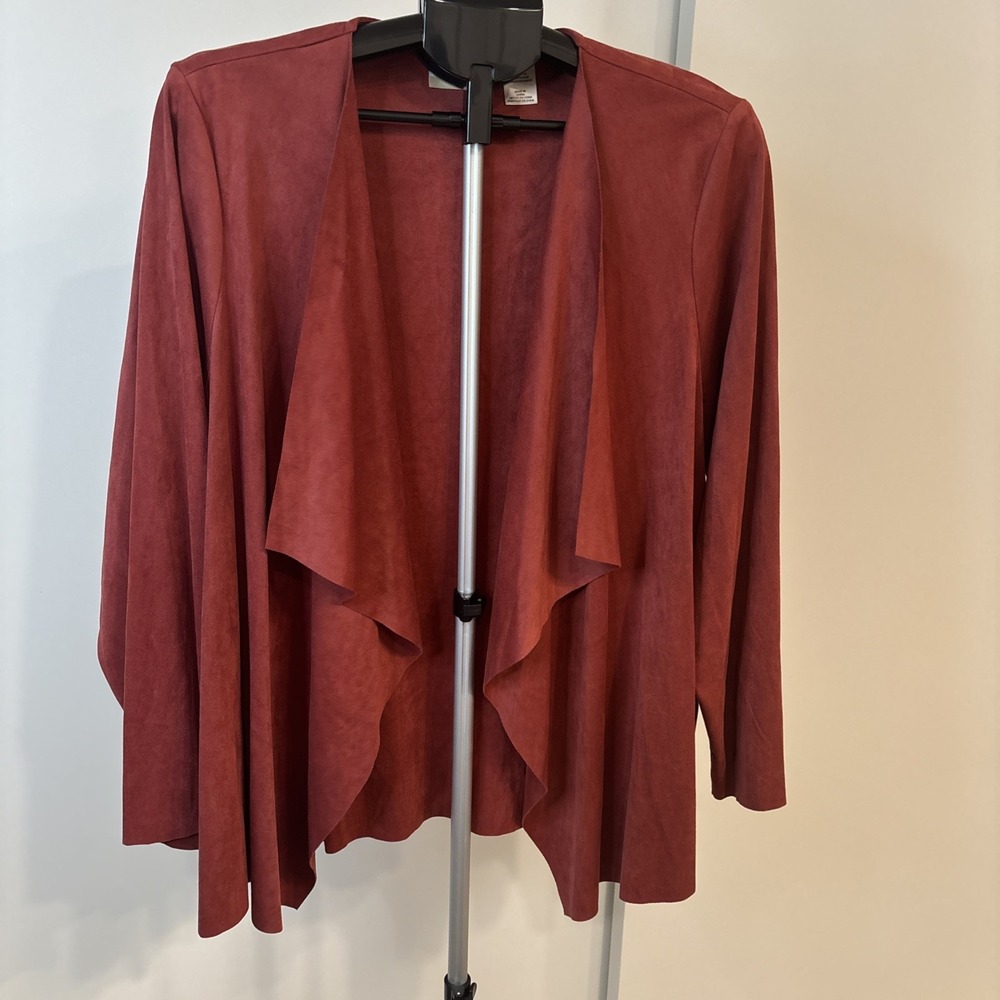 Alfred Dunner Faux Suede Cascade Cardigan - 22W